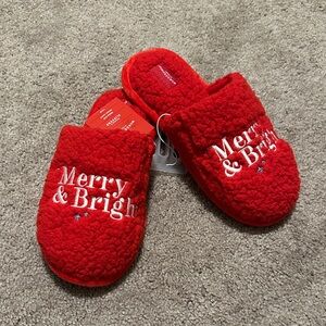 Merry & Bright Red Holiday Slippers